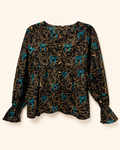 Black Bow Print Blouse